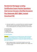 Residential Mortgage Lending &NewLine;Certification Exam Practice Questions &NewLine;And Correct Answers &lpar;Verified Answers&rpar; &NewLine;Plus Rationale 2027 Q&A&vert; Instant &NewLine;Download Pdf&period;