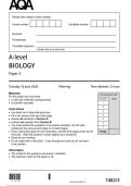 AQA A-level Biology Paper 3 Question Paper - 2026