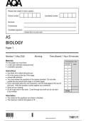 AQA AS Biology Paper 1 Question Paper - 2026