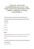 NURS 5220 - ADVANCED&NewLine;PATHOPHYSIOLOGY EXAM 1 TEST&NewLine;BANK CHALLENGE QUESTIONS WITH&NewLine;CORRECT VERIFIED ANSWERS &vert;&NewLine;GURANTEED A&plus;