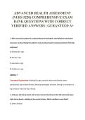 ADVANCED HEALTH ASSESSMENT&NewLine;&lpar;NURS 5220&rpar; COMPREHENSIVE EXAM&NewLine;BANK QUESTIONS WITH CORRECT&NewLine;VERIFIED ANSWERS &vert; GURANTEED A&plus;