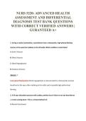NURS 5220&colon; ADVANCED HEALTH&NewLine;ASSESSMENT AND DIFFERENTIAL&NewLine;DIAGNOSIS TEST BANK QUESTIONS&NewLine;WITH CORRECT VERIFIED ANSWERS &vert;&NewLine;GURANTEED A&plus;