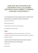 NURS 5220 ADVANCED HEALTH&NewLine;ASSESSMENT FINAL EXAM PREP&NewLine;QUESTIONS WITH CORRECT VERIFIED&NewLine;ANSWERS &vert; GURANTEED A&plus;