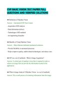 CVP BASIC VISION TEST PAPER FULL&NewLine;QUESTIONS AND VERIFIED SOLUTIONS