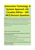 Automotive Technology&colon; A &NewLine;Systems Approach&comma; 4th &NewLine;Canadian Edition &ndash; 200 &NewLine;MCQ Revision Questions 