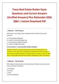 Texas Real Estate Broker Exam Questions and Correct Answers &lpar;Verified Answers&rpar; Plus Rationales 2026 Q&A &vert; Instant Download Pdf