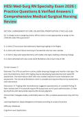 HESI Med-Surg RN Specialty Exam 2026 &vert; Practice Questions & Verified Answers &vert; Comprehensive Medical-Surgical Nursing Review