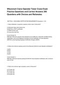 Wisconsin Crane Operator Tower Crane Exam Practice Questions and Correct Answers 300 Questions with Choices and Rationales&period;pdf&NewLine;&NewLine;
