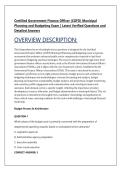 Certified Government Finance Officer &lpar;CGFO&rpar; Municipal &NewLine;Planning and Budgeting Exam &vert; Latest Verified Questions and &NewLine;Detailed Answers 
