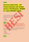 Hesi Exam &NewLine; &NewLine;Hesi Exam Study Guide &ndash; 245 &NewLine;Practice Questions with Verified &NewLine;Answers with Rationales&period; GRADED &NewLine;A&plus;&period; Latest 2026&sol;2027 Update