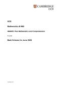 OCR GCE A Level Paper 3 &NewLine;Mathematics B &lpar;MEI&rpar;&NewLine;H640&sol;03&colon; Pure Mathematics and Comprehension&NewLine;Mark Scheme for June 2026