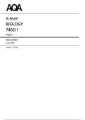 AQA A-level Biology 7402&sol;1 Paper 1 Mark Scheme - June 2026