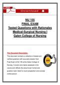 NU 155 Final Exam Tested Questions with Rationales &ndash; Medical-Surgical Nursing I &ndash; Galen College of Nursing&NewLine;&NewLine;