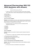 Advanced Pharmacology NSG 533 2026 Questions with answers