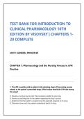 Test Bank&colon; Introduction to Clinical Pharmacology 10th Edition Visovsky &lpar;Chapters 1-20 Complete&rpar;