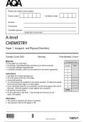 AQA A-level Chemistry Paper 1 Inorganic and Physical Chemistry Question Paper - 2026
