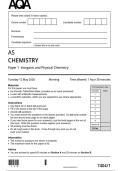 AQA AS Chemistry Paper 1 Inorganic and Physical Chemistry Question Paper - 2026