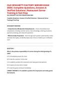 OLD SPAGHETTI FACTORY SERVER EXAM 2026 &vert; Complete Questions&comma; Answers & Verified Solutions &vert; Restaurant Server Training & Test Prep