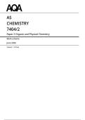 AQA AS Chemistry 7404&sol;2 Paper 2 Organic and Physical Chemistry Mark Scheme - June 2026