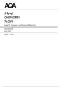 AQA A-level Chemistry 7405&sol;1 Paper 1 Inorganic and Physical Chemistry Mark Scheme - June 2026