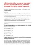 Michigan Plumbing Contractor Exam 2026 &vert; Practice Questions & Verified Answers &vert; Plumbing Contractor License Exam Prep