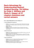 Davis Advantage for Understanding Medical-Surgical Nursing&comma; 7th Edition by Linda S&period; Williams and Paula D&period; Hopper all 57 chapters Questions and correct answers 