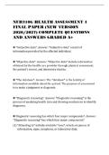 NUR310G HEALTH ASSESSMENT 4&NewLine;FINAL PAPER &lpar;NEW VERSION&NewLine;2026&sol;2027&rpar; COMPLETE QUESTIONS&NewLine;AND ANSWERS GRADED A&plus;
