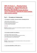 SHS 311 Exam 3 &mdash; Hearing Science &NewLine;Psychophysics&comma; Signal Detection & &NewLine;Hearing Thresholds Practice Questions&comma; &NewLine;Answers & Rationales &vert; 2026&sol;202750 original multiple&NewLine;choice practice questions 