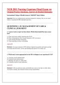 NUR 2811 Nursing Capstone Final Exam 100 &NewLine;Original Practice Questions&comma; Answers & Detailed Rationales 