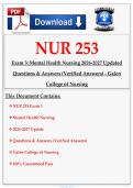 NUR 253 Exam 3 Mental Health Nursing Concepts 2026-2027 Updated Questions & Answers &lpar;Verified Answers&rcub;