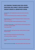 ACE PERSONAL TRAINER EXAM 2026 UPDATE&NewLine;QUESTIONS AND CORRECT VERIFIED ANSWERS&NewLine;ALREADY GRADED A&plus; &lpar;BRAND NEW VISION&rpar;