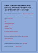 CLINICAL MICROBIOLOGY EXAM 2026 UPDATE&NewLine;QUESTIONS AND CORRECT VERIFIED ANSWERS&NewLine;ALREADY GRADED A&plus; &lpar;BRAND NEW VISION&rpar;