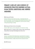 PRIMARY CARE ART AND SCIENCE OF&NewLine;ADVANCED PRACTICE NURSING ACTUAL&NewLine;EXAM TESTED QUESTIONS AND VERIFIED&NewLine;ANSWERS