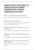 PRIMARY CARE ART AND SCIENCE OF&NewLine;ADVANCED PRACTICE NURSING&NewLine;EXAMINATION TEST COMPLETE&NewLine;QUESTIONS AND SOLUTIONS