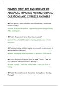 PRIMARY CARE ART AND SCIENCE OF&NewLine;ADVANCED PRACTICE NURSING UPDATED&NewLine;QUESTIONS AND CORRECT ANSWERS