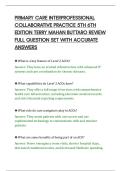 PRIMARY CARE INTERPROFESSIONAL&NewLine;COLLABORATIVE PRACTICE 5TH 6TH&NewLine;EDITION TERRY MAHAN BUTTARO REVIEW&NewLine;FULL QUESTION SET WITH ACCURATE&NewLine;ANSWERS