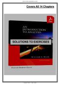 Solutions Manual&colon; For Introduction to Analysis&comma; an &lpar;classic Version&rpar; by Wade&comma; 2018 &lpar;4th Edition&rpar; - Graded A&plus; Com&period;&period;&period;