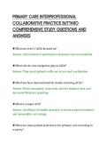 PRIMARY CARE INTERPROFESSIONAL&NewLine;COLLABORATIVE PRACTICE BUTTARO&NewLine;COMPREHENSIVE STUDY QUESTIONS AND&NewLine;ANSWERS