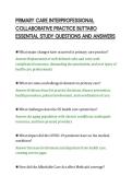 PRIMARY CARE INTERPROFESSIONAL&NewLine;COLLABORATIVE PRACTICE BUTTARO&NewLine;ESSENTIAL STUDY QUESTIONS AND ANSWERS