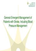  AAN Guidelines&colon; General Emergent Management of Stroke & Blood Pressure Control