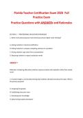 Florida Teacher Certification Exam 2026 Full&NewLine;Practice Exam&NewLine;Practice Questions with ANSWERs and Rationales