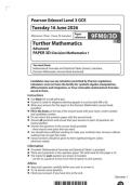 2026 Pearson Edexcel A Level Further Mathematics paper 3D&lpar;9fm0&sol;3D&rpar; JUNE 2026 Question Paper
