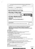 2026 Pearson Edexcel A Level Further Mathematics paper 1&lpar;9fm0&sol;01&rpar; JUNE 2026 Question Paper