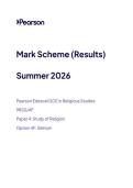 2026 Pearson Edexcel A Level Religious Studies paper 4f&lpar;9rs0&sol;4f&rpar; JUNE 2026 Mark scheme