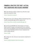 PRIMERICA PRACTICE TEST PART 1 ACTUAL&NewLine;TEST QUESTIONS AND SOLVED ANSWERS