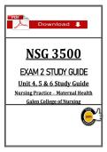 NSG 3500 Exam 2 Study Guide &ndash; Maternal Health Nursing Units 4&comma; 5&comma; 6 &vert; Galen College of Nursing&NewLine;&NewLine;