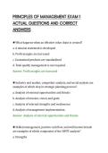 PRINCIPLES OF MANAGEMENT EXAM 1&NewLine;ACTUAL QUESTIONS AND CORRECT&NewLine;ANSWERS&NewLine;