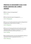 PRINCIPLES OF MANAGEMENT EXAM 1 EXAM&NewLine;REVIEW QUESTIONS AND CORRECT&NewLine;ANSWERS