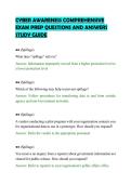 CYBER AWARENESS COMPREHENSIVE&NewLine;EXAM PREP QUESTIONS AND ANSWERS&NewLine;STUDY GUIDE&NewLine;