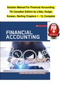 Solution Manual For Financial Accounting 7th Canadian Edition &vert; Robert Libby&comma; Patricia A&period; Libby&comma; Frank Hodge&comma; George Kanaan & Maureen Sterling &vert; ISBN 9781260065954 &vert; Chapters 1-13